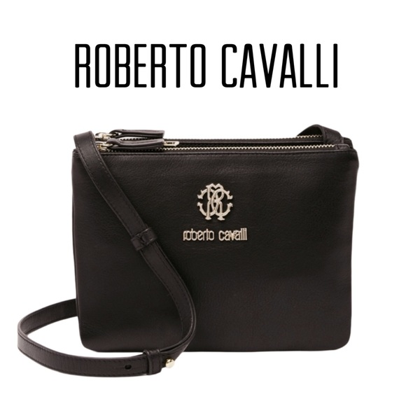 Roberto Cavalli Handbags - NEW Roberto Cavalli Black Leather Crossbody